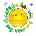 Yellow Circular Background with Floral Decoration and Sample Text